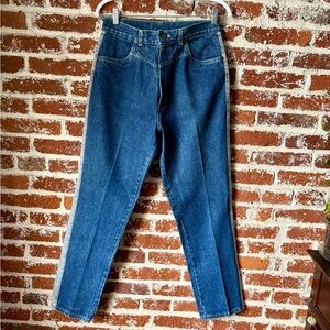 Vintage Sunset Blues patchwork high rise straight legs jeans